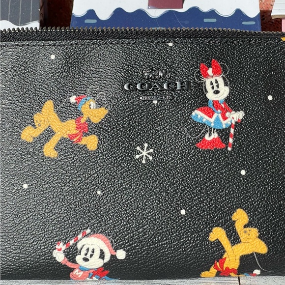Disney X Coach Zip Wristlet-Holiday Exclusive Print - Picture 2 of 5